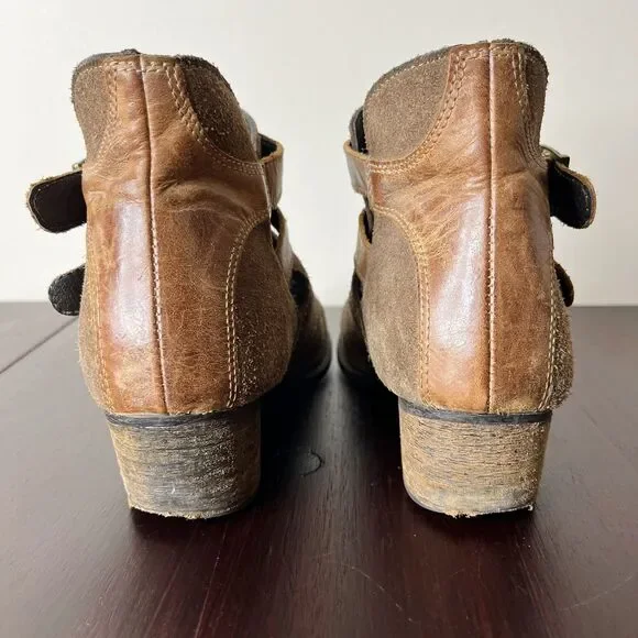 Steve Madden Raskal Suede Leather Ankle Booties Sz 8M Brown Cognac Western - Picture 7 of 11